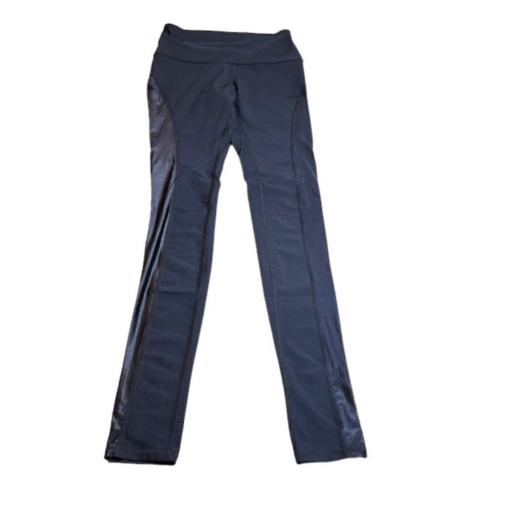 Yoga Democracy Black Legging with Satin Contrast Tuxedo Side Panels XS‎